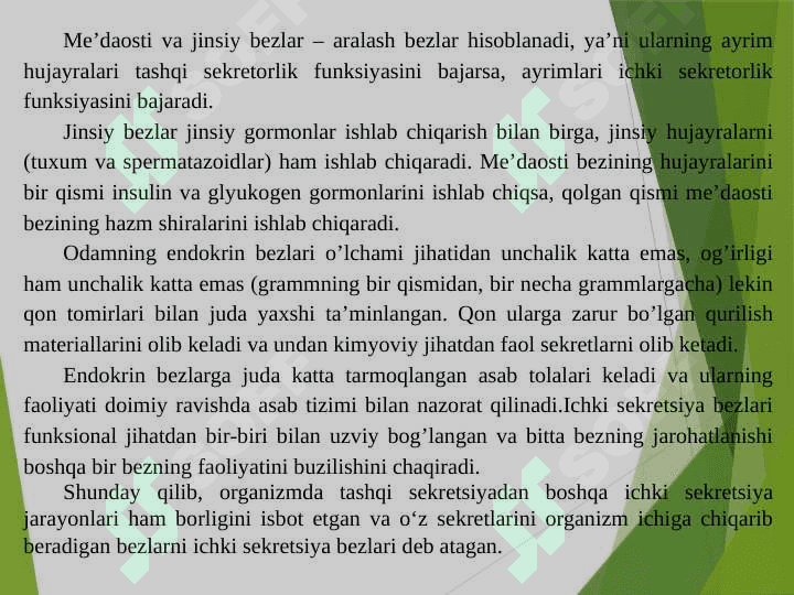 Ichki  sekretsiya bezlarining  yosh xususiyatlari. 5