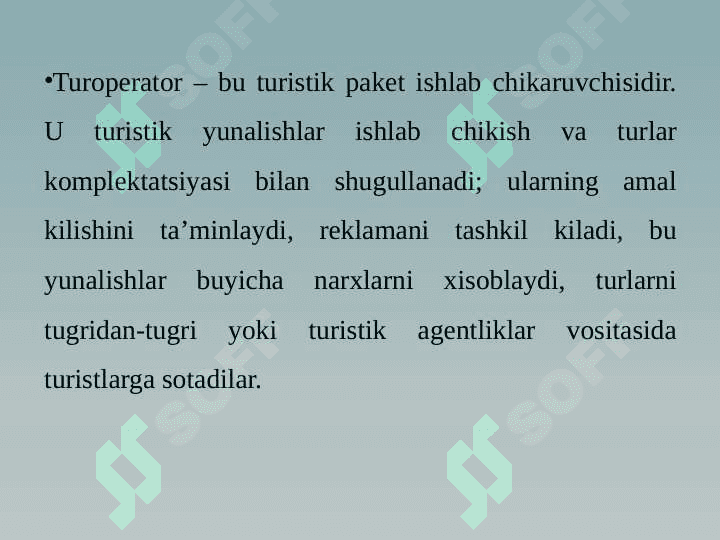 Turopereyting fanining maqsadi va vazifalari. 6