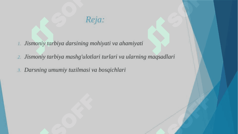 JISMONIY TARBIYA DARSI MASHG‘ULOTLARNING ASOSIY SHAKLI SIFATIDA, UNING TUZILISHI. 2