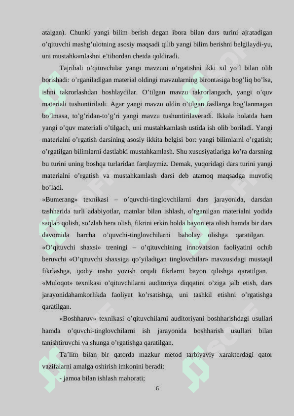 ONA TILIDAN DARS TURLARI VA ULARGA QO'YILADIGAN TALABLAR 6