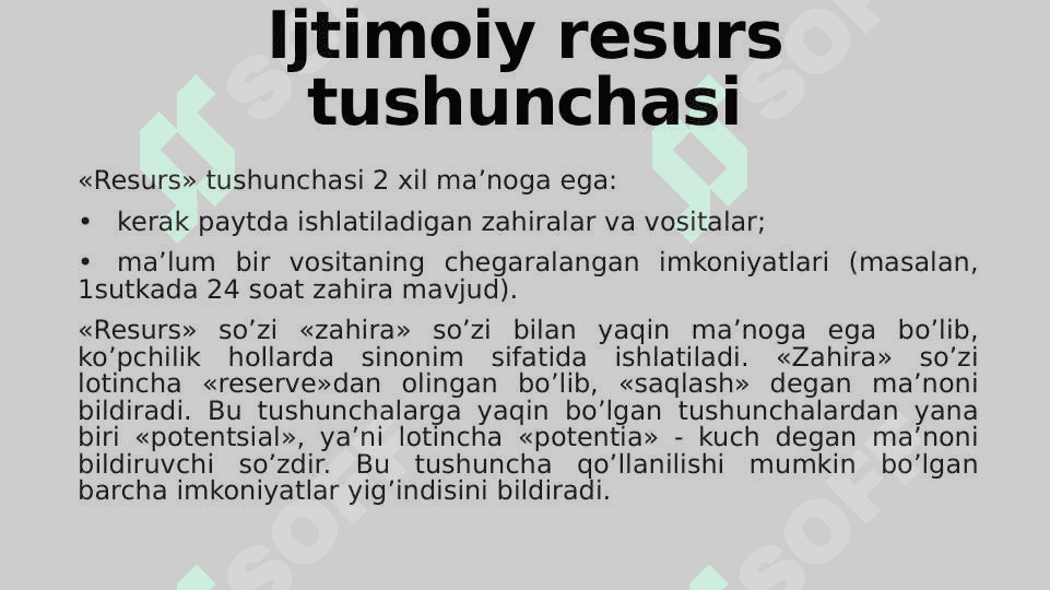 IJTIMOIY RESURSLAR, ULARNI AMALGA OSHIRISH YO’LLARI 3
