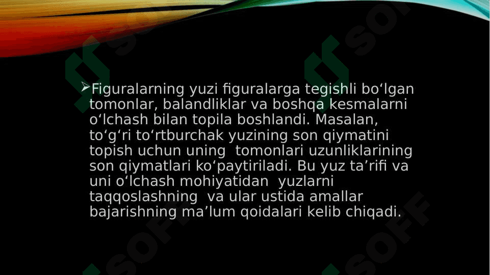 Figuralarning yuzi. Figuralarning yuzini olchash usullari 8
