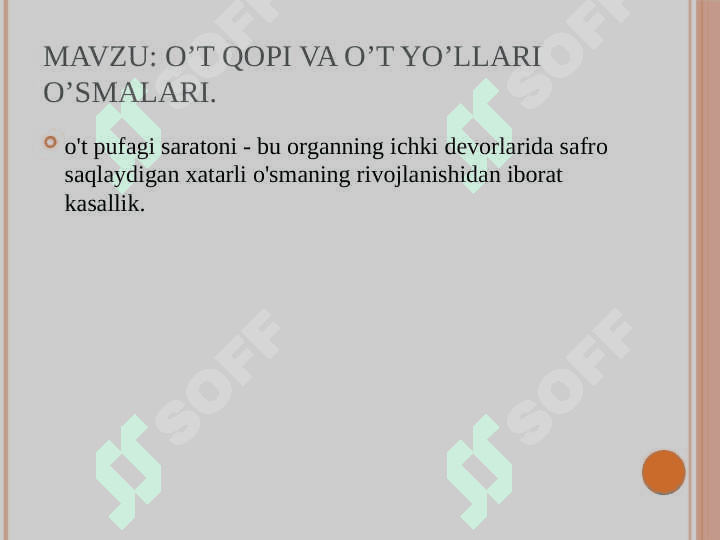 O‘t yo‘llari o‘smalari. 2