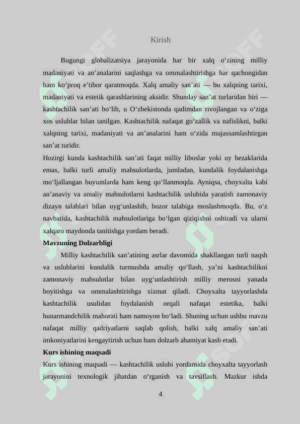 Kashtachilik uslubida choyxalta tayyorlash texnologiyasi 4