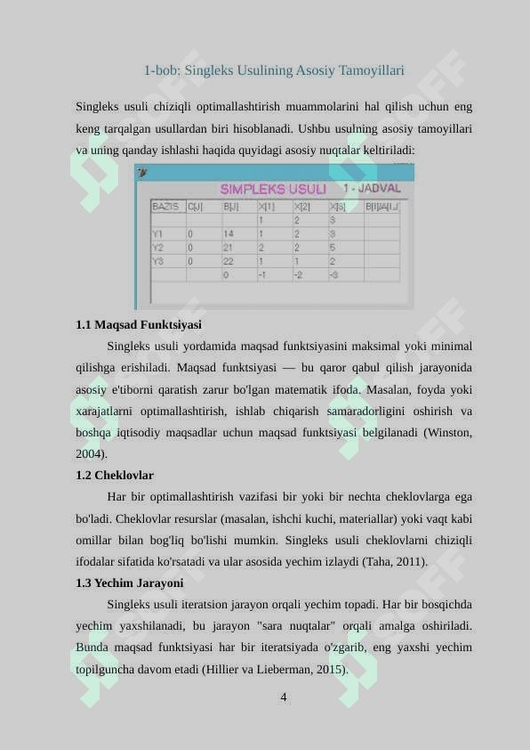 Modifitsirlangan singleks usuli 4