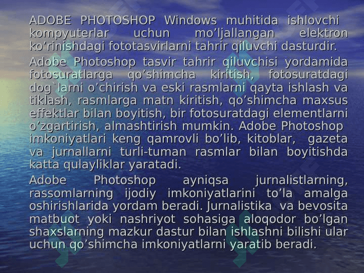 ADOBE PHOTOSHOP DASTURINI KOMPYUTERGA O'RNATISH 3