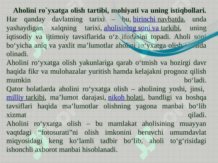 Aholini ro'yxatga olish 3