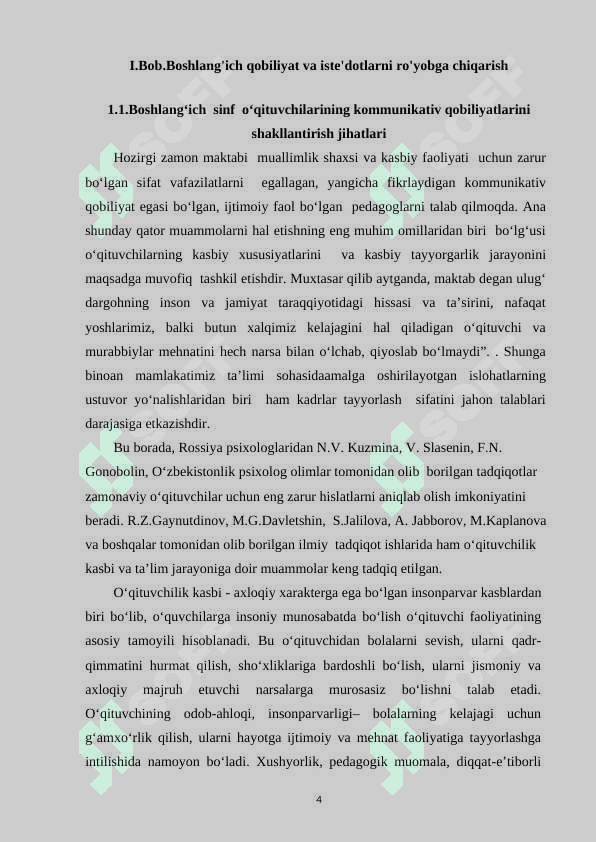 BOSHLANG'ICH QOBILIYAT VA ISTE'DOTLARNI RO'YOBGA CHIQARISH 4