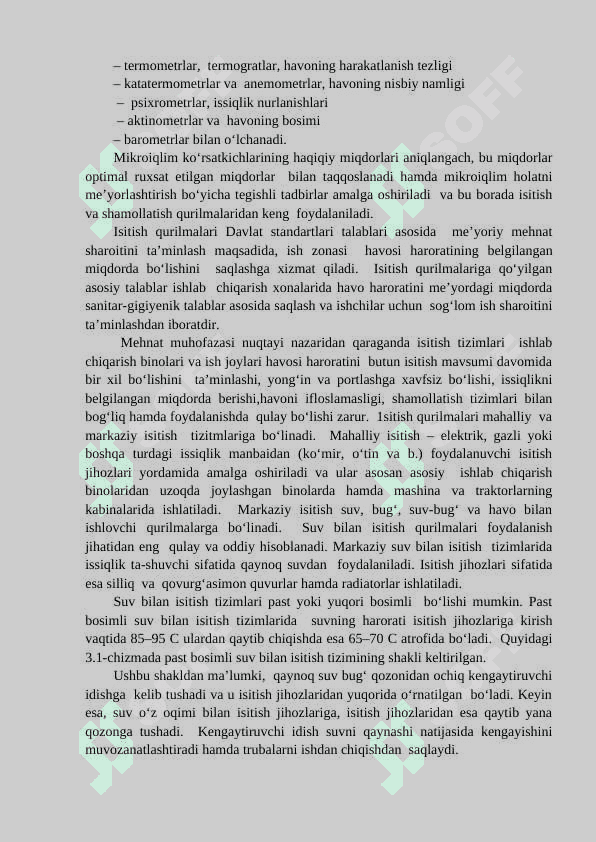 Ishlab chiqarish binolarida meterologik sharoitlar va isitish 2