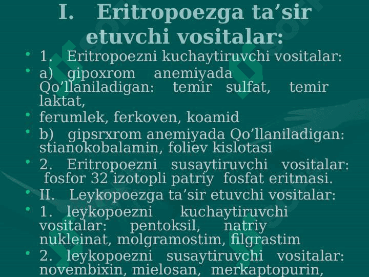 QON HOSIL BO’LISHIGA TA’SIR ETUVCHI VOSITALAR 2