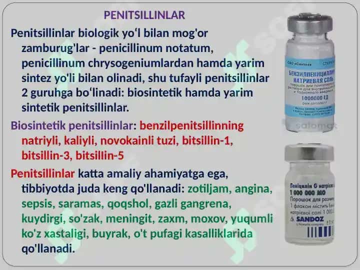 Antibiotiklar qo'llanilishi. 7