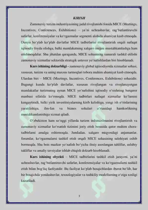 "MICE tadbirlarini tashkil etishning o ziga xos xususiyatlari" 3
