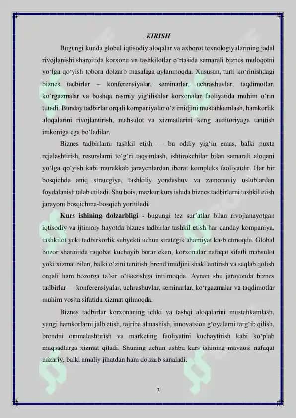 Biznes tadbirni tashkil etish jarayoni 3