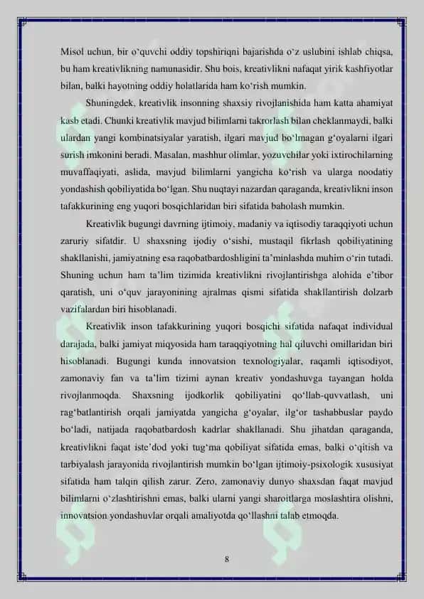 Kreativlik muammosiga zamonaviy yondashish 8
