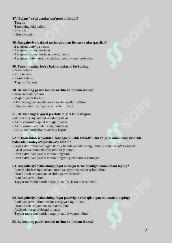 Buxgalteriya fanidan 204 ta testlar 7
