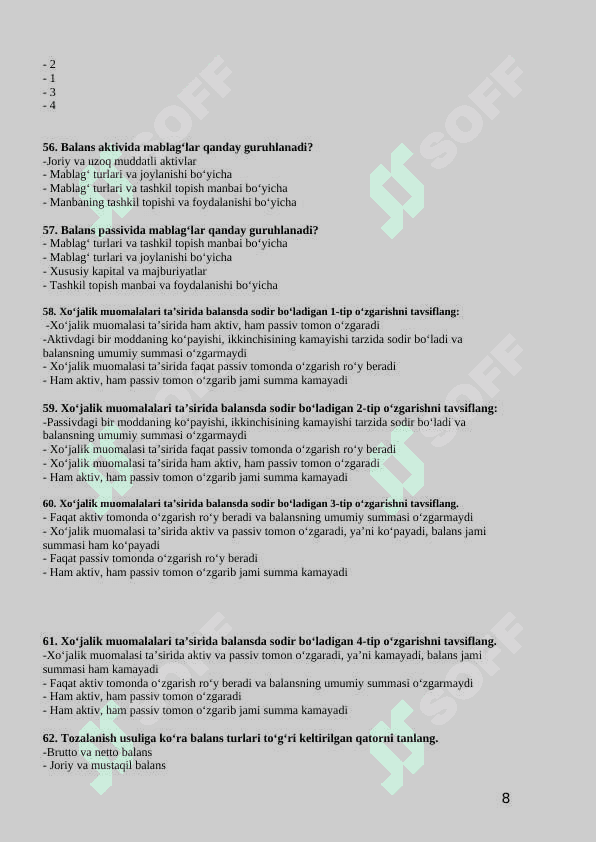 Buxgalteriya fanidan 204 ta testlar 8