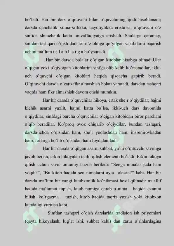 Sinfdan tashqari o’qish usuliyoti 4