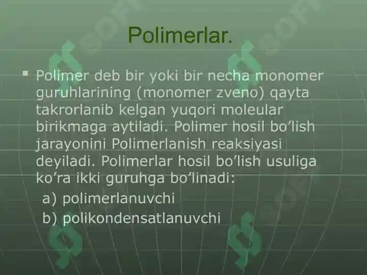 Sintetik va tabiiy yuqori molekulali birikmalarni ishlab chiqarish holati va kelajagi. 2