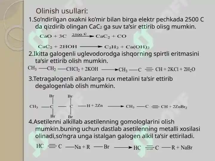 Asetilen qatoridagi Uglevodordlar 3