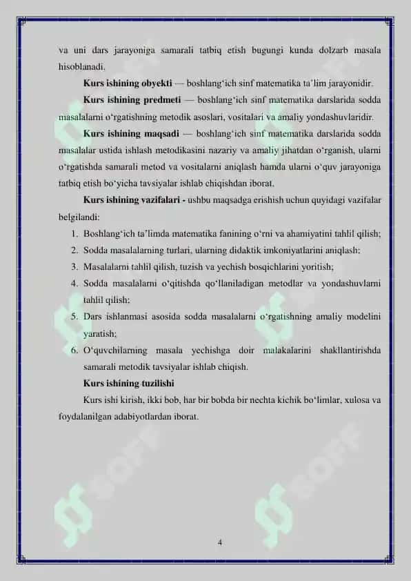 Boshlang‘ich sinf matematika darslarida sodda masalalar ustida ishlash metodikasi 4