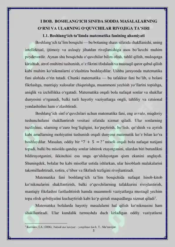 Boshlang‘ich sinf matematika darslarida sodda masalalar ustida ishlash metodikasi 5