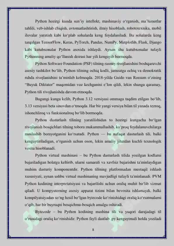 Python interpretatori va uning ishlash tamoyillari 8