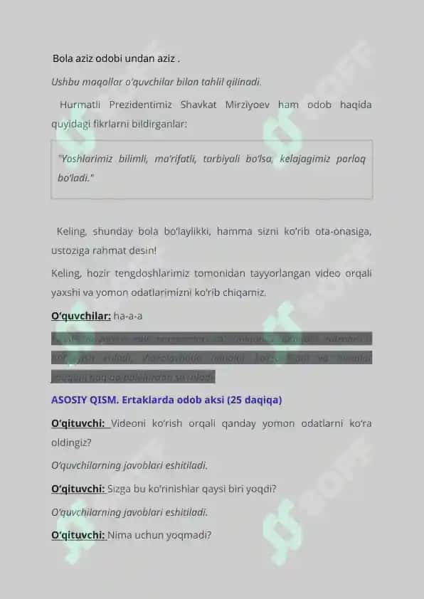 "Kelajak soati" 3-mavzu Mashg'ulot Ssenariysi 3