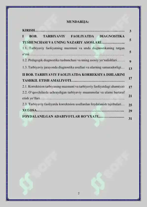 Tarbiyaviy faoliyatni tashkil etishda diagnostika va kerreksiya 2