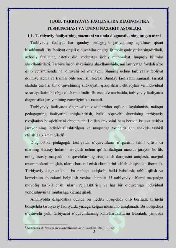 Tarbiyaviy faoliyatni tashkil etishda diagnostika va kerreksiya 5