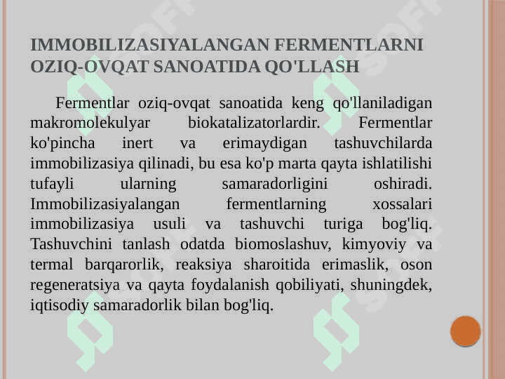 Fermentlardan turli sohalarda foydalanish 2