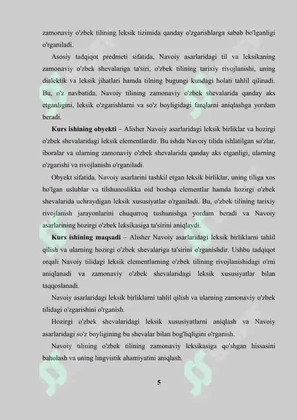 Alisher Navoiy asarlari va hozirgi oʻzbek shevalari leksikasi 5