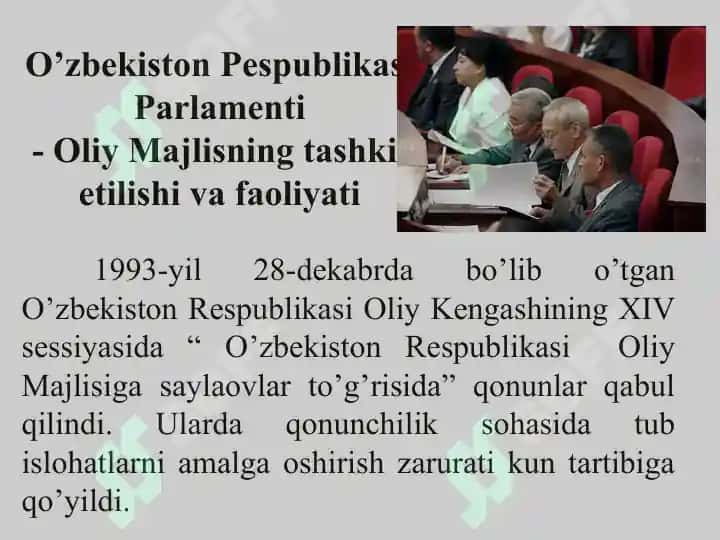 O’zbekistonda ikki palatali parlamentning tashkili va faoliyati 6