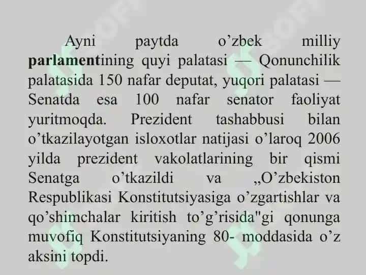 O’zbekistonda ikki palatali parlamentning tashkili va faoliyati 7