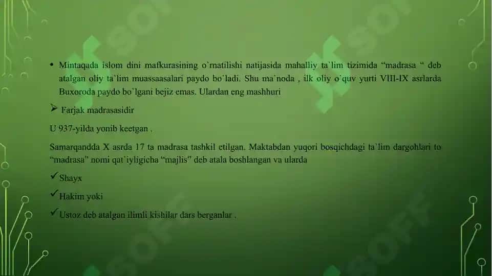 7-sinf O'zbekiston tarixidan Ta'lim mavzusi 4