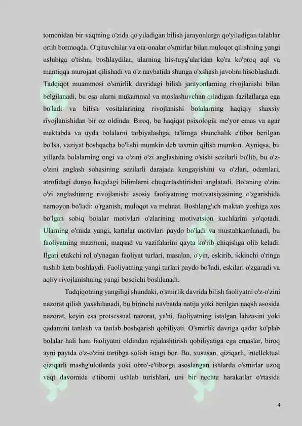 Bilish jarayonlari psixodiagnostikasi va rivojlantirish usullari 4