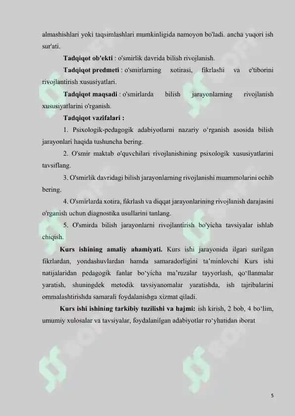 Bilish jarayonlari psixodiagnostikasi va rivojlantirish usullari 5