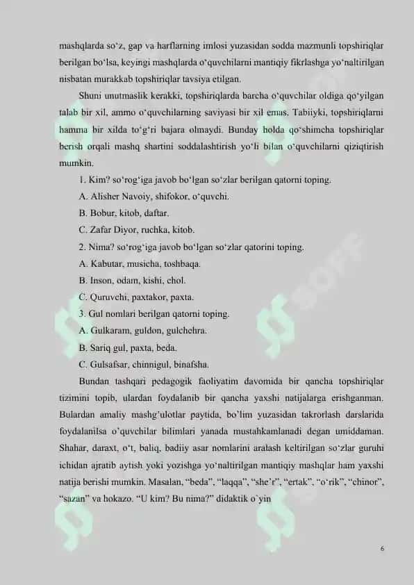 Boshlang‘ich sinf ona tili darsliklarni tahlil etish 6