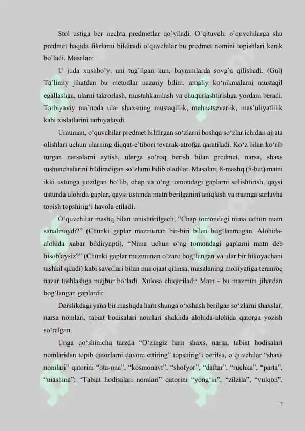 Boshlang‘ich sinf ona tili darsliklarni tahlil etish 7