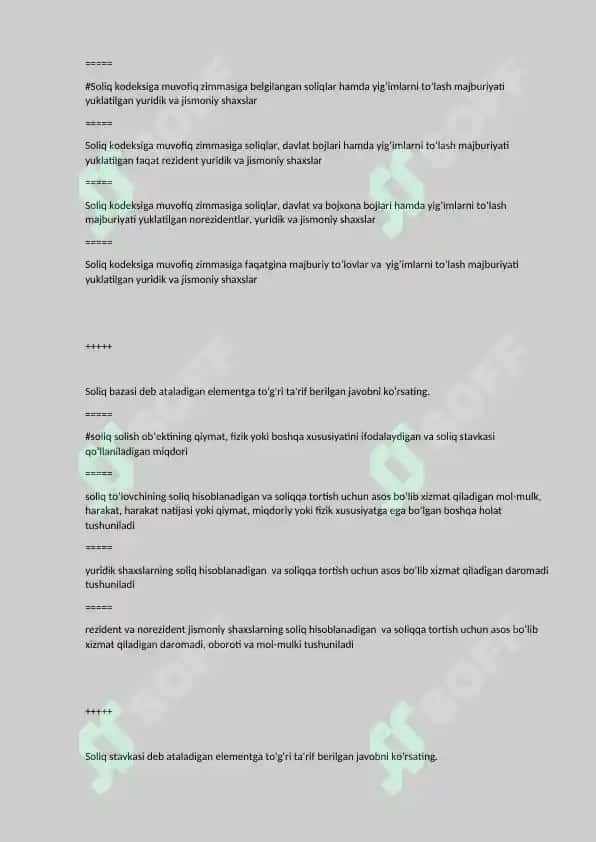 Soliq mexanizmlari test 6