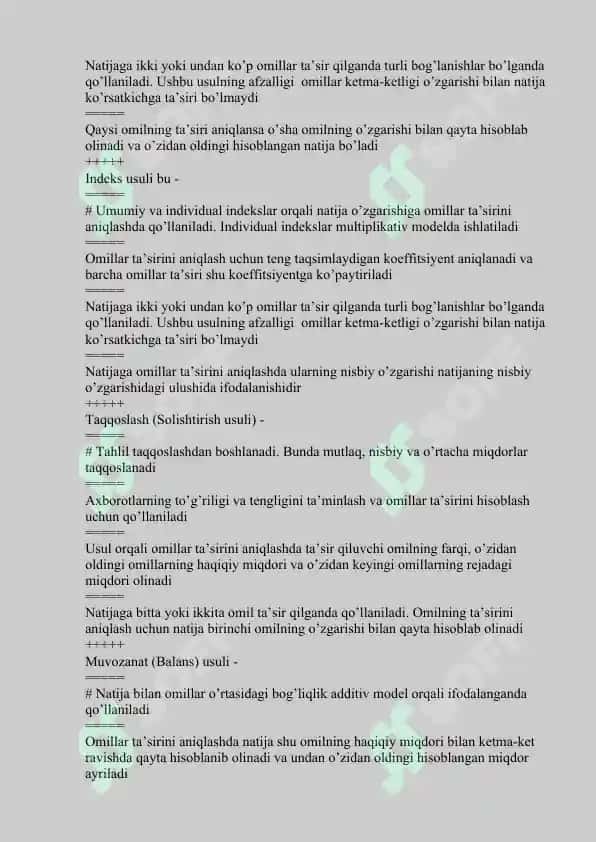 IQTISODIY TAHLIL” FANIDAN TEST SAVOLLARI 3