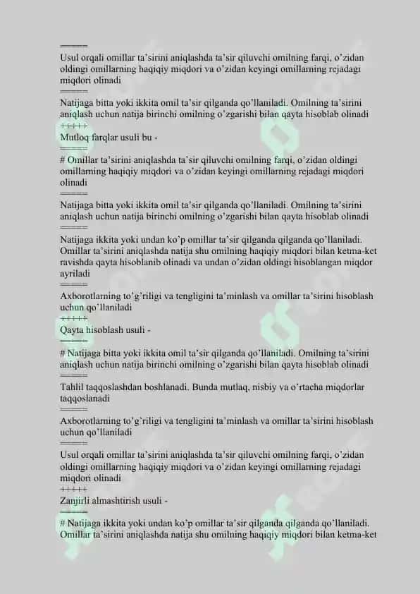 IQTISODIY TAHLIL” FANIDAN TEST SAVOLLARI 4