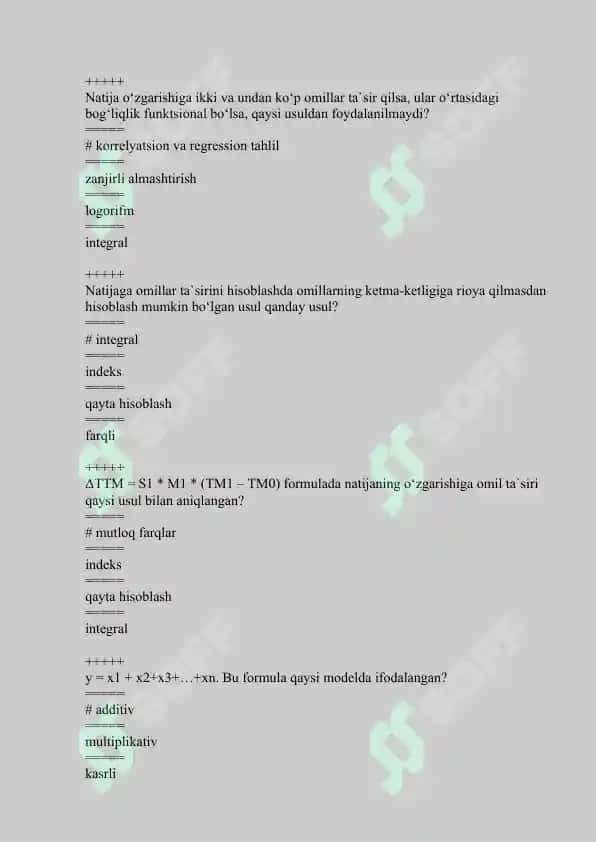 IQTISODIY TAHLIL” FANIDAN TEST SAVOLLARI 6