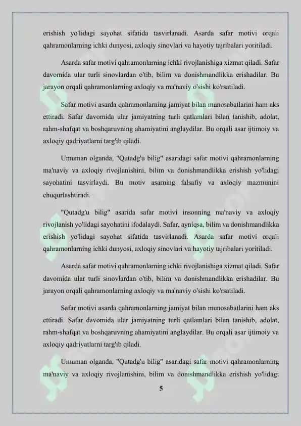 Qutadg‘u bilig asarida safar motivi 5