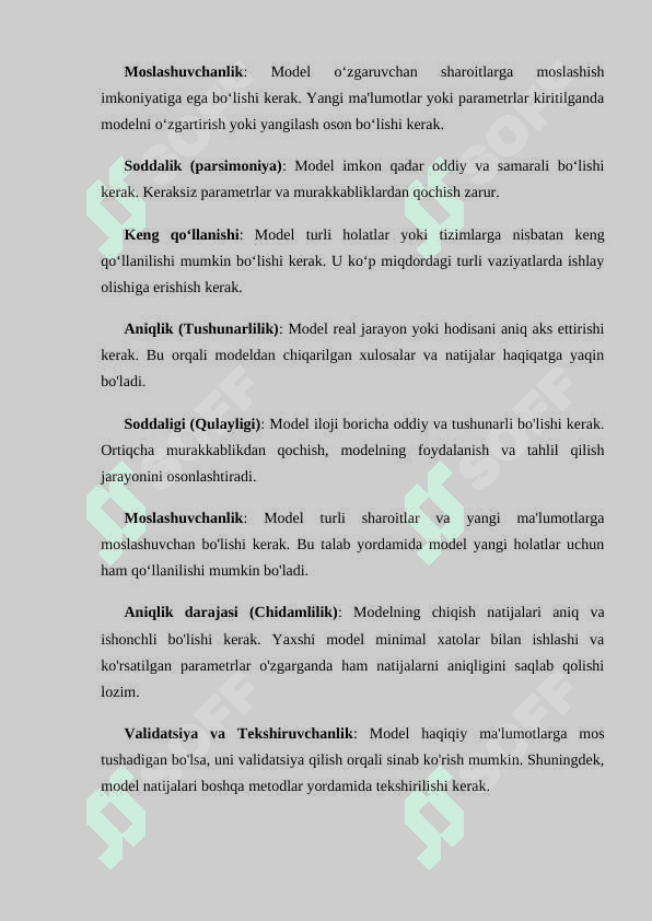 MATEMATIK MODELLARGA QO'YADIGAN ASOSIY TALABLAR 4