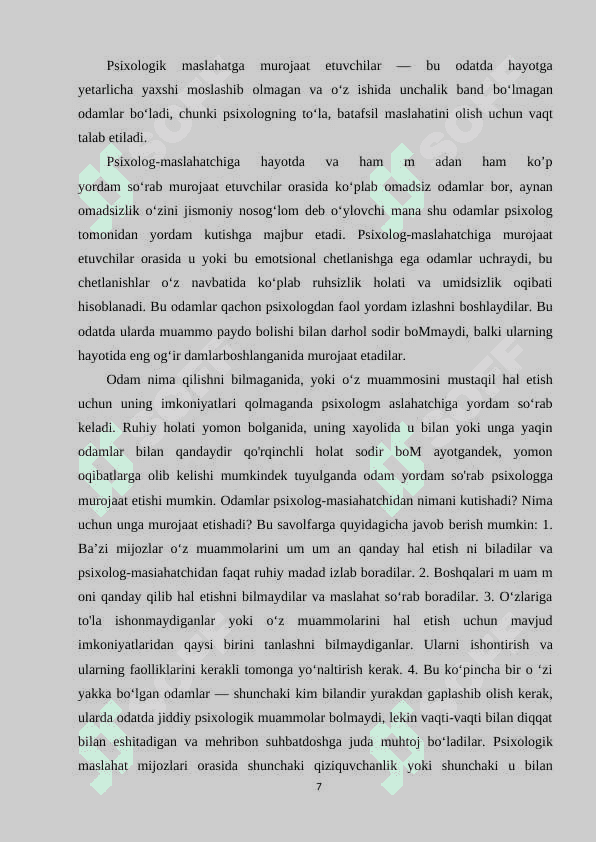 PSIXOLOK MASLAHATCHI SHAXSGA QO'YILADIGAN TALABLARI 7