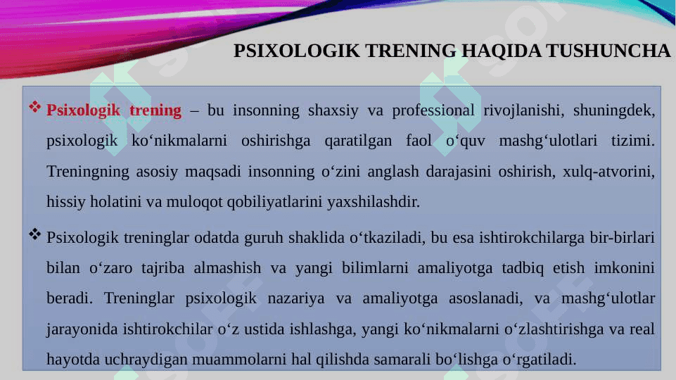 PSIXOLOGIK TRENING HAQIDA TUSHUNCHA 2