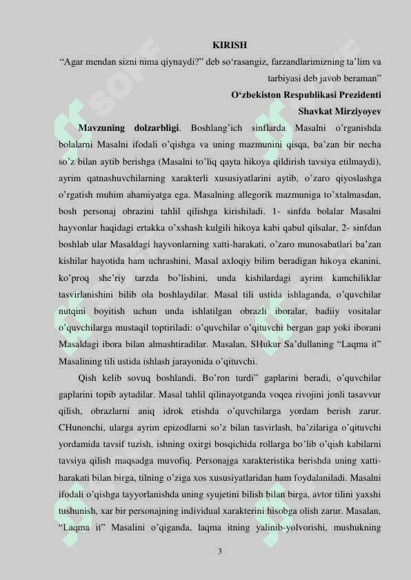 OʻQISH SAVODXONLIGI DARSLARIDA MASAL OʻTISH USLUBIYATI 3_SINF 3