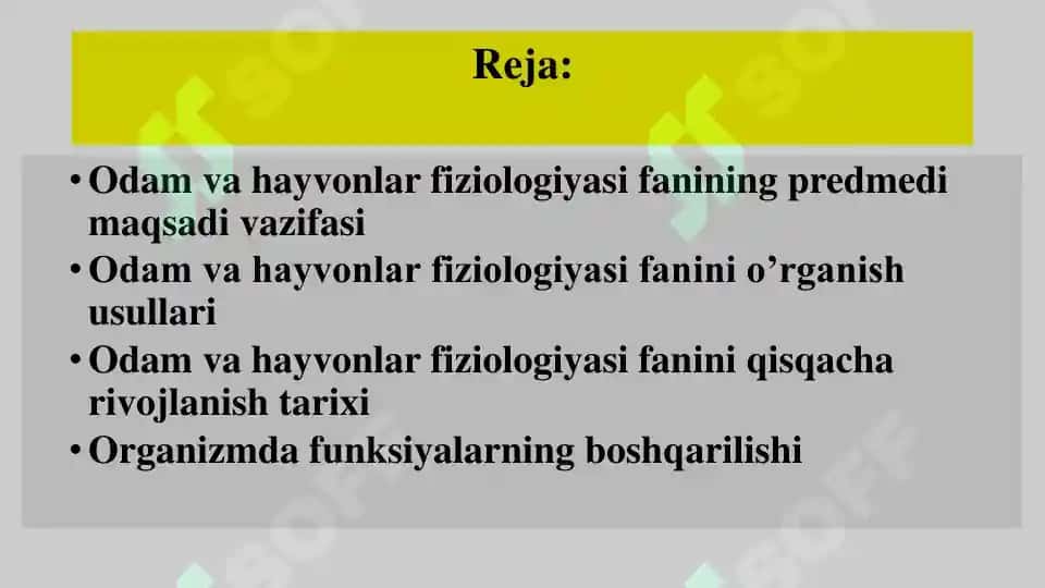 Odam va Hayvonlar Fiziologiyasi 3