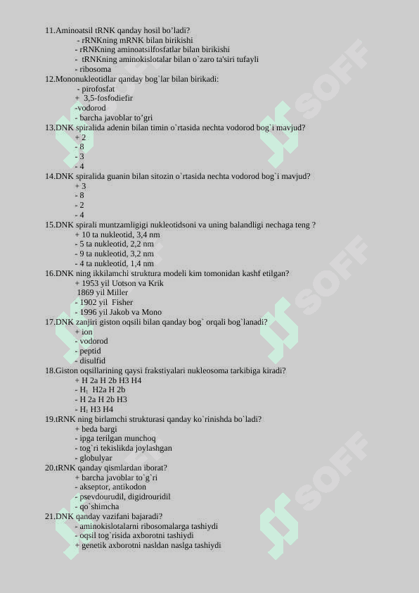 Biologik kimyo test javoblari bilan 2