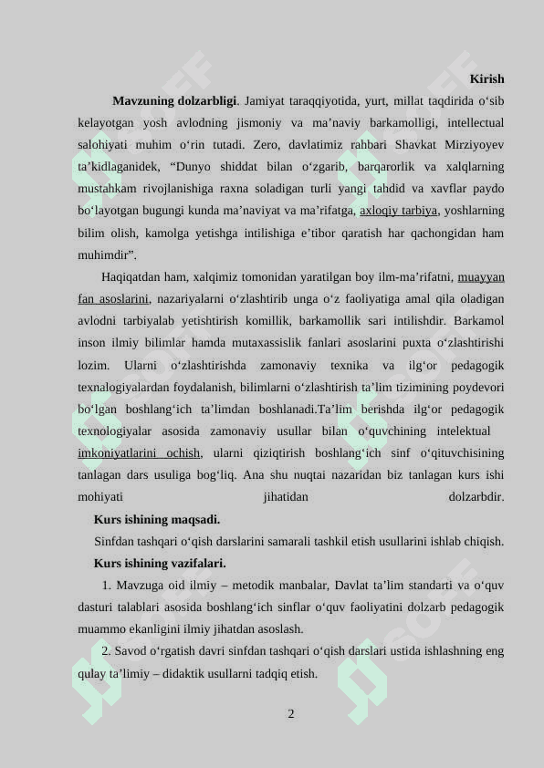 SAVOD OʻRGATISH DAVRIDA OʻQISH DARSLARI MAVZUSINI OʻRGANISH 2